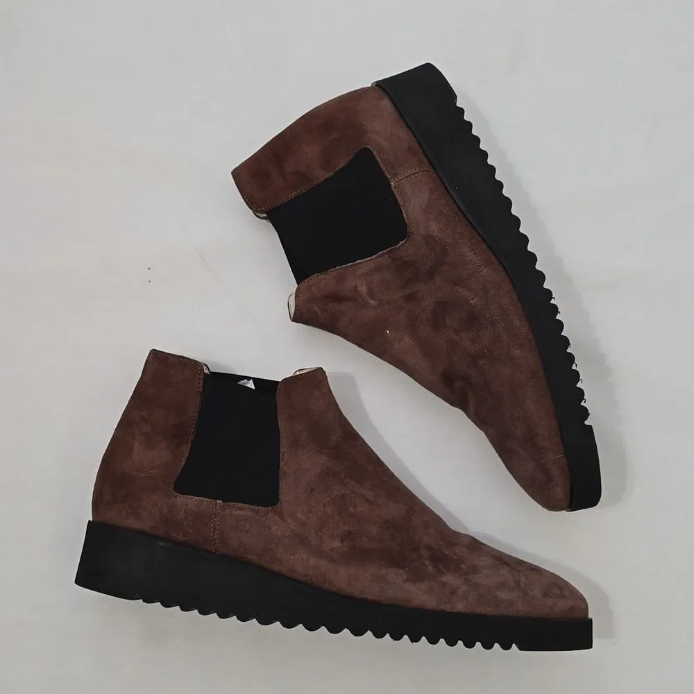 Amalfi Brown Suede Leather Pull On Chelsea Boots 11M